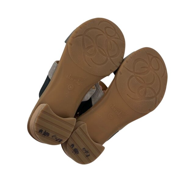 Dansko Theresa Womens Leather Double Strap Sandals Black/Gray SZ 38 Block heels - Picture 5 of 13